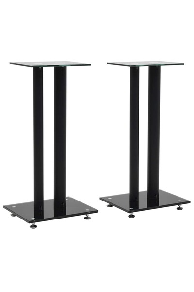 Syfax Standuri boxe 2 buc, sticlă securizată, design 2 coloane, negru