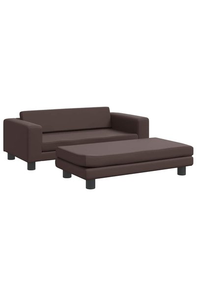 Syfax Canapea copii cu taburet maro 100x50x30cm piele ecologică
