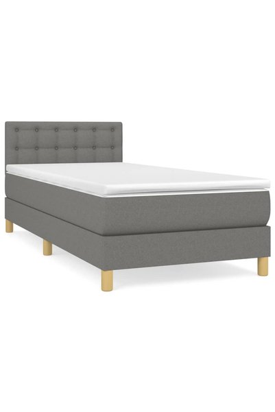 Syfax Pat box spring cu saltea, gri închis, 90x190 cm, textil
