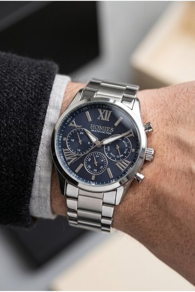 Homies MEN'S WATCH WITH NAVY BLUE DIAL AND STAINLESS STEEL STRAP