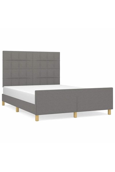 Syfax Cadru de pat fără saltea, gri închis, 140x190 cm, textil