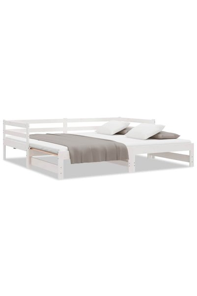 Syfax Pat extensibil de zi, alb, 90x200 cm, lemn masiv de pin