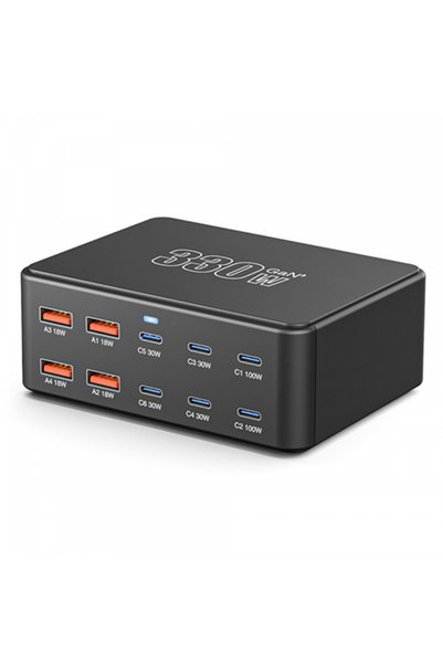 OEM HW66 Station Charger, 330W, 5A, 4 x USB-A - 6 x USB-C, Black