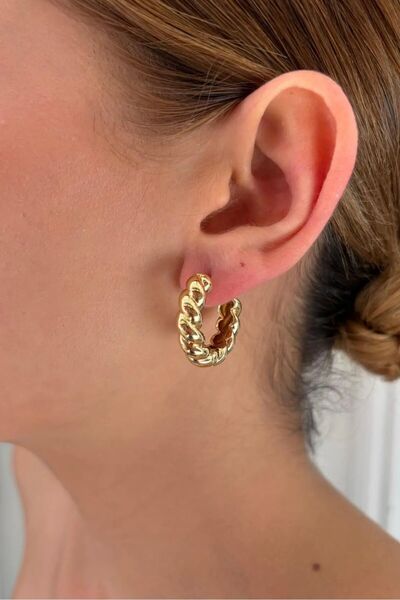 nesdesignn Steel Twisted Hoop Earrings (1.9 cm)