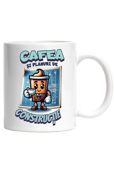 INOVATIX Cana alba personalizata,Pahar Vesel Arhitect Cafea si planuri de con...