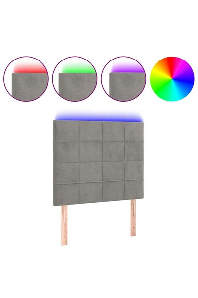 Syfax Tăblie de pat cu LED, gri deschis, 90x5x118/128 cm, catifea