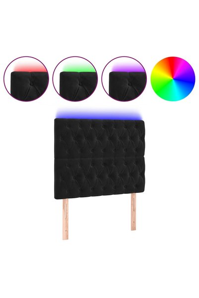 Syfax Tăblie de pat cu LED, negru, 100x7x118/128 cm, catifea