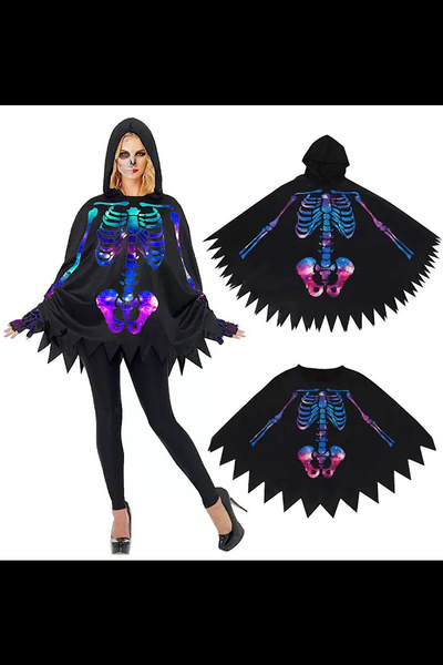 Giraffe Halloween Parti Kostüm Kapuşonlu Skeleton Pelerin