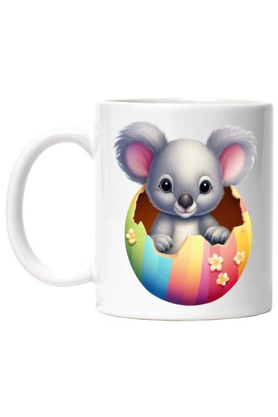 INOVATIX Personalized white mug, a Koala bear coming out of a broken egg, cur...