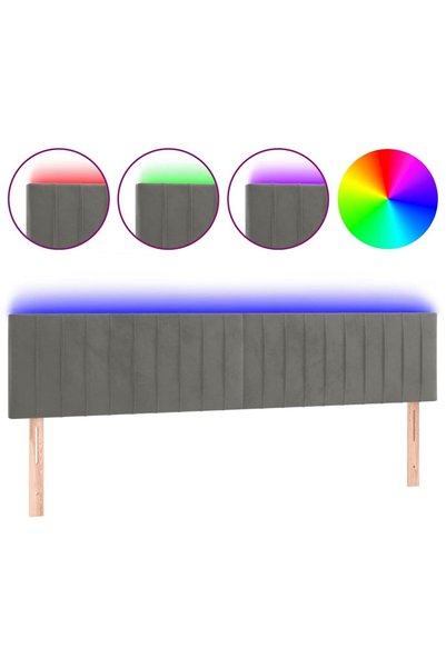 Syfax Tăblie de pat cu LED, gri deschis, 180x5x78/88 cm, catifea