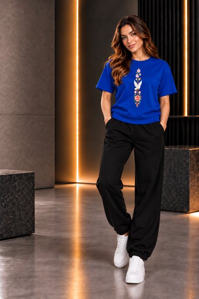 clothes 33 T-SHIRT AND SWEATPANTS 2-PIECE SET—LIGHTWEIGHT SUMMER SWAN-PRINTED...