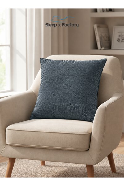 Sleep x Factory وسادة زينة، مقاس 45 × 45 سم، غطاء بسحاب قابل للغسل مع حشوة، ق...