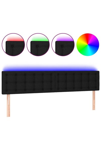 Syfax Tăblie de pat cu LED, negru, 180x5x78/88 cm, textil