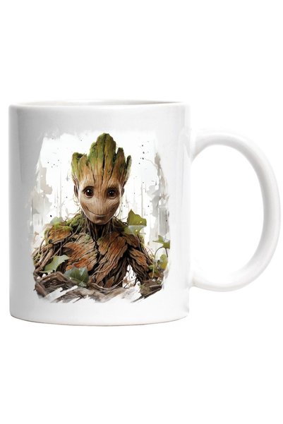 INOVATIX Cana albă personalizată, Groot, Frunze, Marvel, Extraterestru, Gardi...
