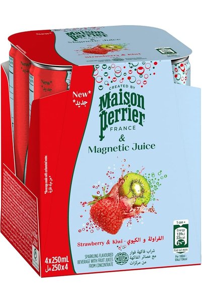 Perrier مايسون جوس مشروب فواكه فوار بنكهة الفراولة والكيوي، عبوة 4×250 مل، قل...