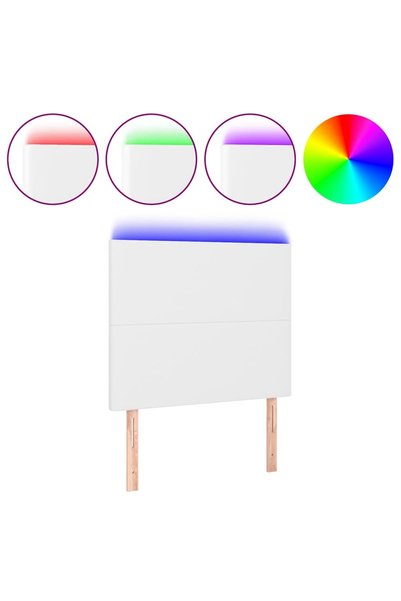 Syfax Tăblie de pat cu LED, alb, 100x5x118/128 cm, piele ecologică