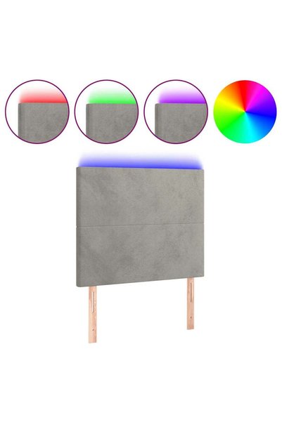 Syfax Tăblie de pat cu LED, gri deschis, 100x5x118/128 cm, catifea