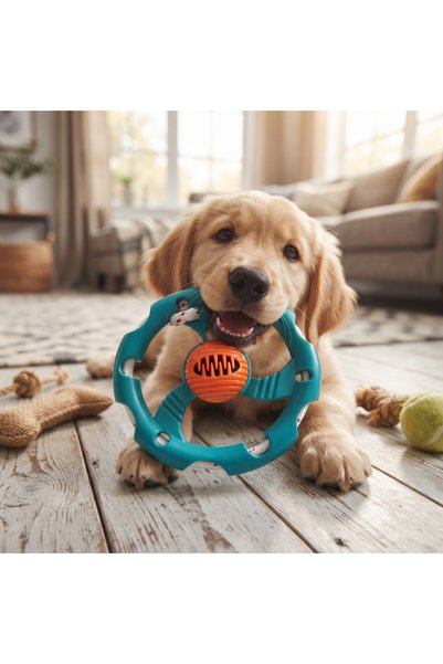 INURA GLOBAL Rope Frisbee Dog Chew Toy - Mechanism with Treats
