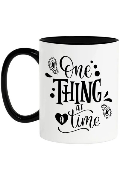 INOVATIX Χάρακας με το κείμενο "One thing at a time" στα αγγλικά, με μαύρη λα...