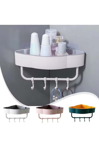 Generic Γωνιακό Ράφι Μπάνιου, Λευκό, 22,5 x 11 x 4,5 εκ., Επιτοίχιο Χωρίς Τρύ...