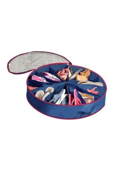 Generic Round Shoe Organizer, 12 Sections, with Zipper