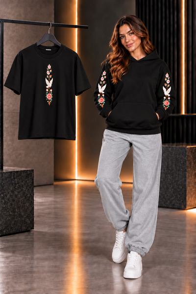 clothes 33 تي شيرت شتوي بغطاء للرأس، بدلة رياضية صيفية خفيفة، بدلة موسمية مطب...