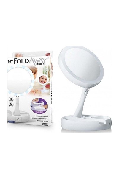 Generic Oglindă de Machiaj cu LED, cu 2 Fețe, Mărire 1x și 10x, Pliabilă, pe ...