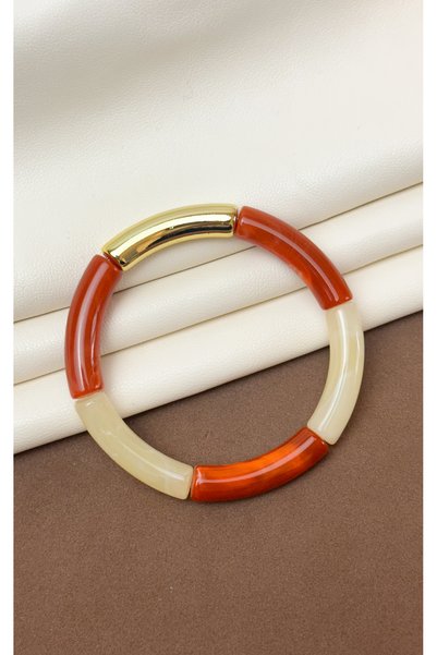 Dore Collection Acrylic Bamboo Boho-Chic Elasticated Colorful Bone Bracelet