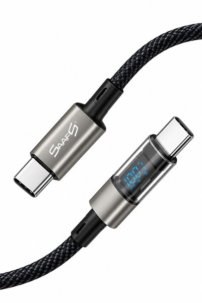 Saafo SF 0076 60W Type-C to Type-C Fast Charging Cable with LED Display - Black
