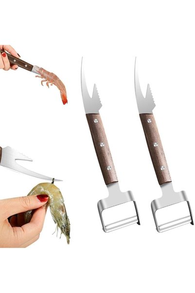 KASTWAVE 5-in-1 Stainless Steel Seafood Peeler & Deveiner Tool, Shrimp Devein...