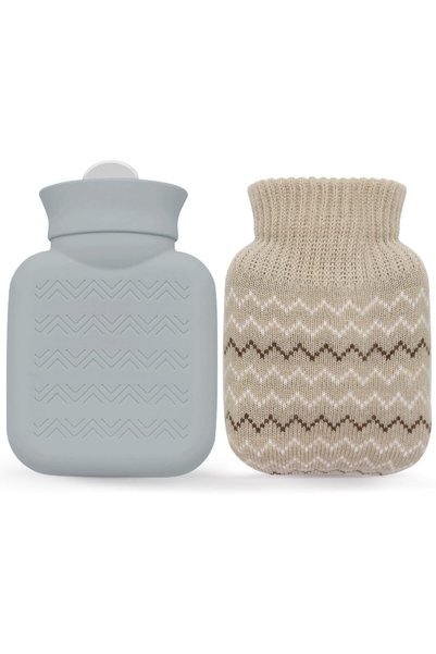 SWIUKPHE 320ml Hot Water Bottle With Knitted Cover, Leak Proof Mini Hot Water...