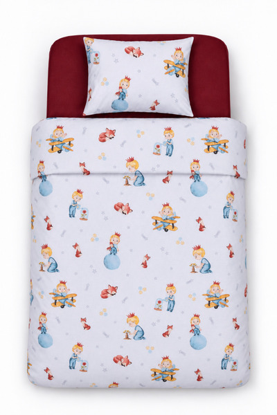 Bebelz 100% Cotton "Cute Prince" Baby Duvet Cover Set, 4-Piece Set (100x150)