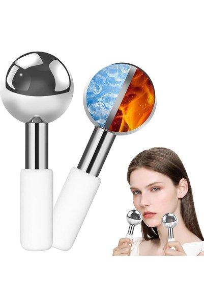 Tazweeq Metal Ice Globes for Face, Beauty Ice Wave Ball, Hot and Cold Massage...