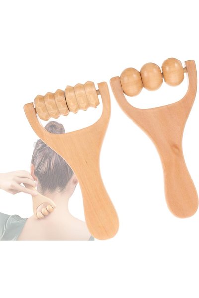 Parlberd 2Pcs Wooden Massage Roller Tool Set, Handheld Muscle Roller Stick wi...