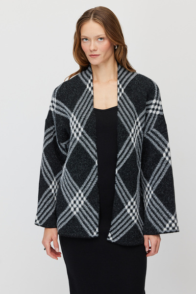 PAULMARK Cardigan din tricot pentru femei, cu croială oversize și model cu ec...