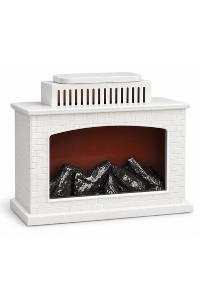 SBR Șemineu decorativ electric LED alb, model cărămidă, efect flacără, decor ...