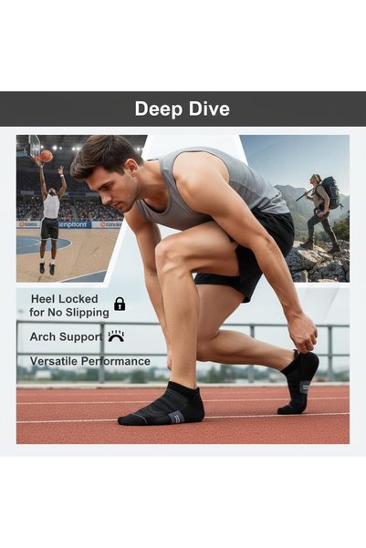 KASTWAVE 6 Pack Men's Running Ankle Socks, Cushioned Low Cut Athletic Fitness...