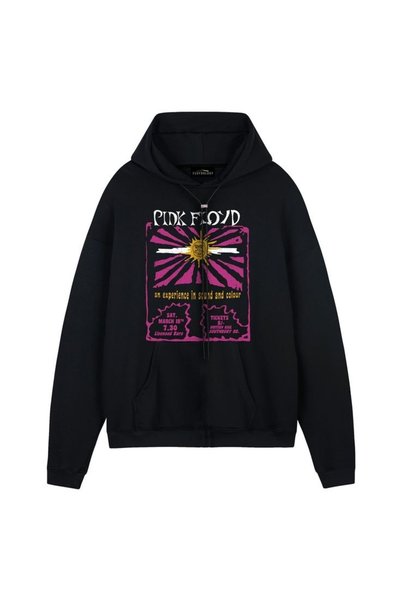 Vordevia Pink Floyd Printed 3-Ply Cotton Oversized Sweatshirt with Brushed In...