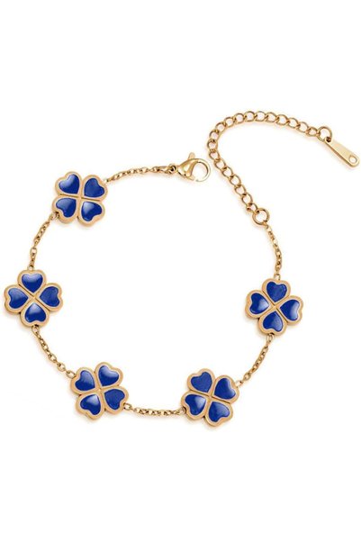 KASTWAVE Clover Lucky Link Bracelets, 18K Gold Plated Trendy Link Bracelets, ...