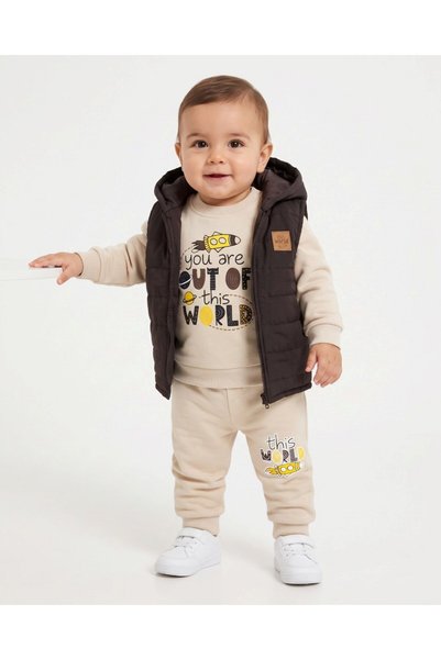 voyyo kids baby Boys' Winter 3-Strand Brushed Inside Puffer Vest Set (Sizes 6...