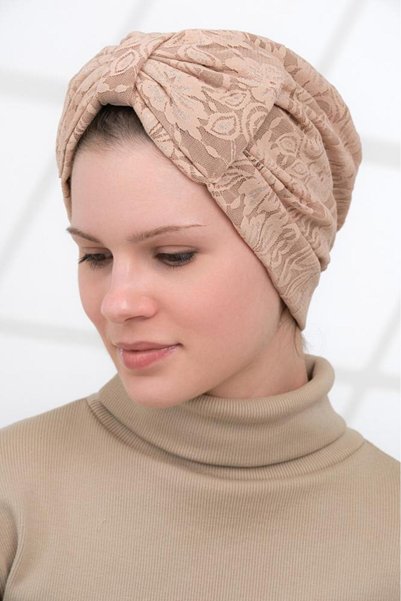 HIJAB VIP Lace Turban-Beige