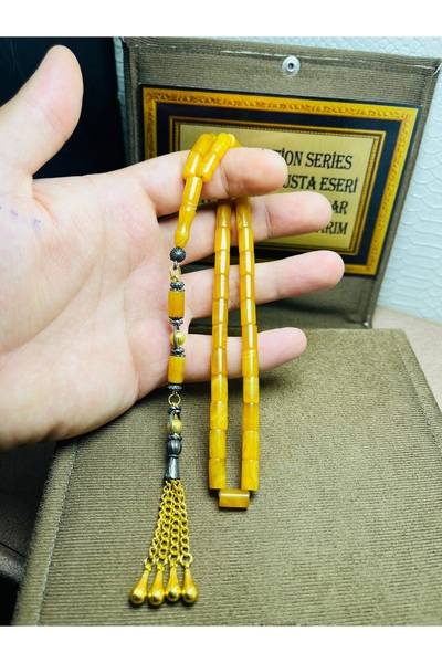 TTS TÜRK TESBİH SANATI BOXED VIP+ SERIES, BROKEN-IN, FIRE AMBER PRAYER BEADS