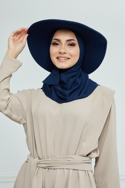 HIJAB VIP حجاب الشاطي مع قبعة - كحلي