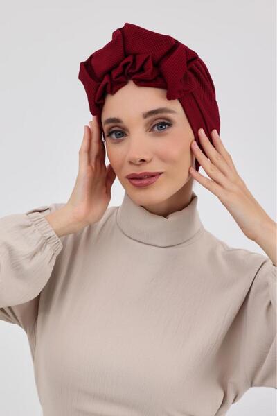 HIJAB VIP توربان قطني قابل للتعديل-عنابي