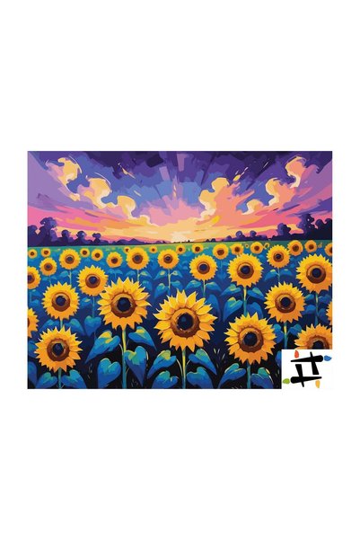 Painting-numbers Set pictura pe numere Lan de floarea soarelui 7285, panza pe...