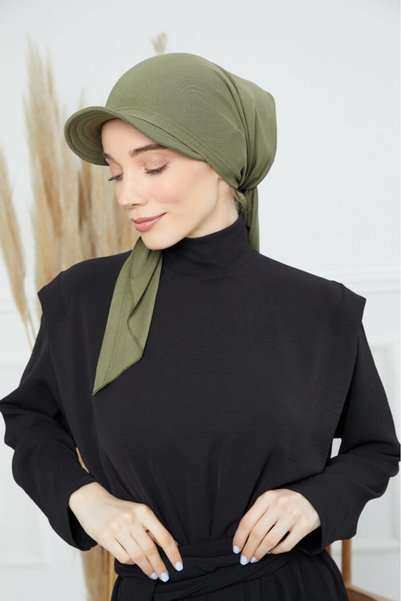 HIJAB VIP توربان كاب ربط من الخلف - زيتي