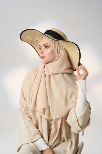 HIJAB VIP Full Hat Set with Summer Veil-Beige