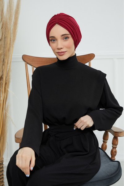 HIJAB VIP توربان قطني - أحمر