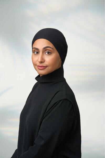HIJAB VIP قبعة تحت الحجاب شفافة من الخلف مع سيليكون-أسود