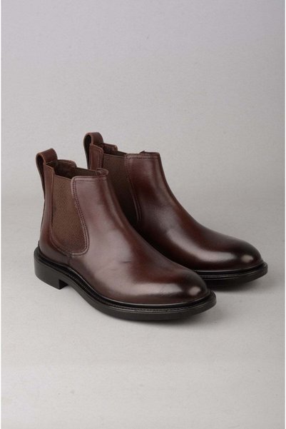 SEÇ KUNDURA KMC 5K2572 GENUINE LEATHER MEN'S CHELSEA BOOTS, BROWN
